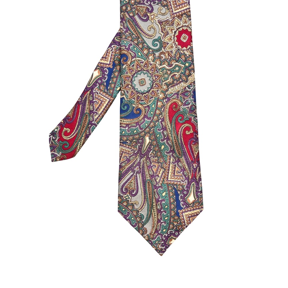 Sheaf & Caber Multicolor Paisley Silk Tie Mens One Size Made in USA Vintage